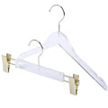 Custom Logo Golden Hook Transparent Acrylic Hanger Adjustable Clips-Eco-Friendly Heavy Duty Wardrobe Boutique Clothing Store Use