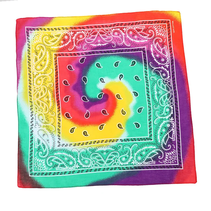 Outdoors Bandana Gradient Tie-dye 100% Pure Cotton Seamless Colourful Printing Bandana