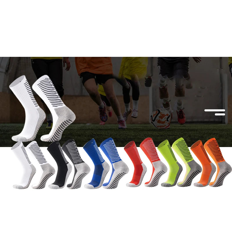 Wholesale Professional Padded Football Anti-slip Socks Adult Men Soccer Sports Grip Socks With Silicone Grip