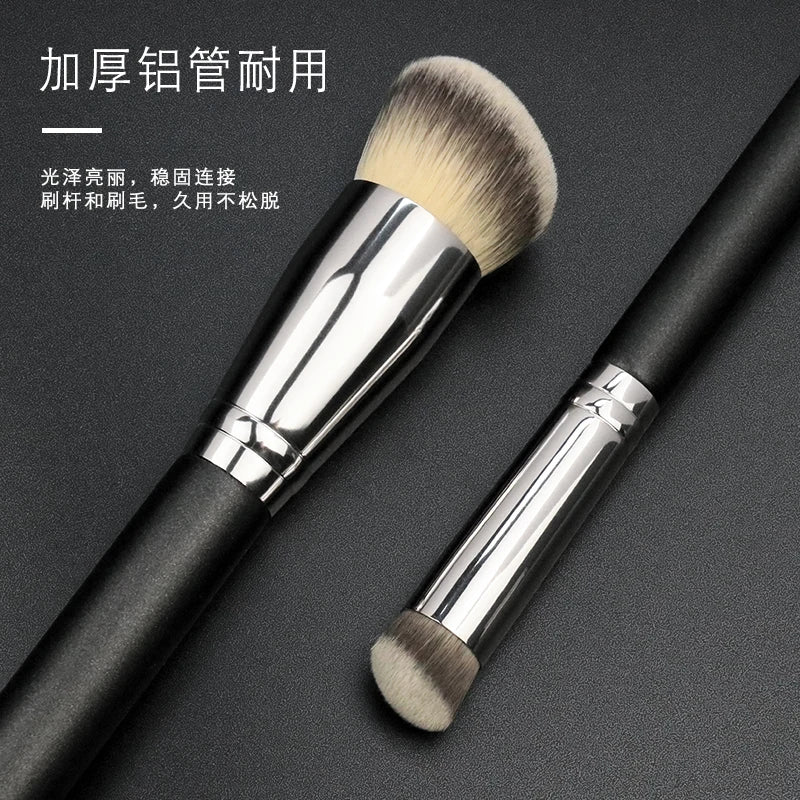 High Quality Professional Custom Logo Makeup Brush Set Private Label Synthetic Hair Black Silver Foundation Factory Handle