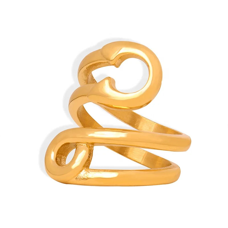 Light Luxury Fashion Titanium Steel 18K Gold Plated Geometric Rings Unisex for Commute Stacking Anniversary Ready to Ship