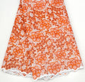 African Traditional ASO EBI Wedding Party Hot Orange Double Organza Handcut Sequins Fabric Wholesale