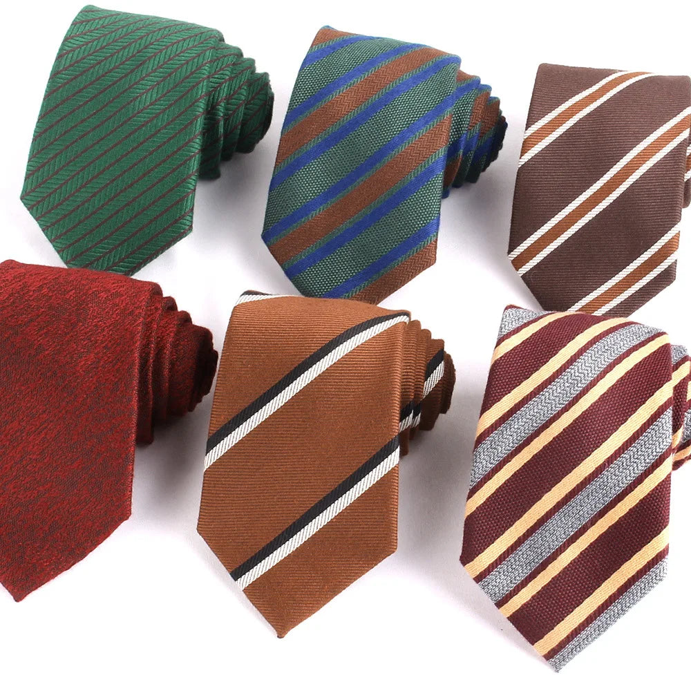 New Trend Fashionable Casual Striped Necktie Maillard Color Series Soft 8cm Men's Tie Suit Shirt Accessories