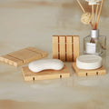 Bar Bathtub Cheap Natural Organic Bamboo Wood Soap Saver Tray Case Organizer Self Draining Bamboo Soap Dish Holder with Logo