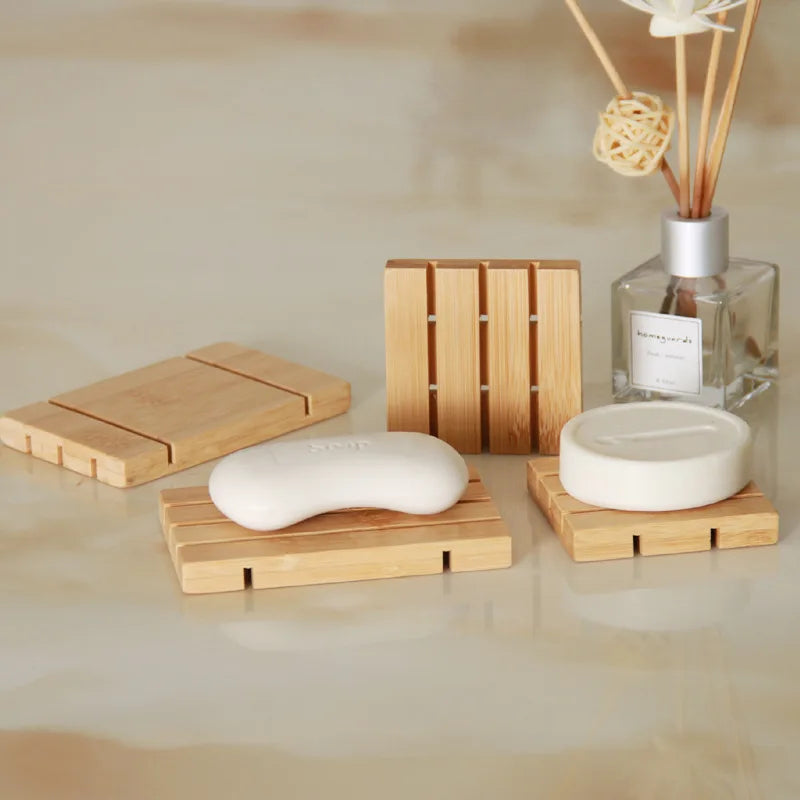 Bar Bathtub Cheap Natural Organic Bamboo Wood Soap Saver Tray Case Organizer Self Draining Bamboo Soap Dish Holder with Logo