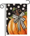 2026 12x18 Inch Double Sided Seasonal Pumpkin with Bowknot White Dots Burlap Garden Flags For Farmhouse Autumn Holiday Party