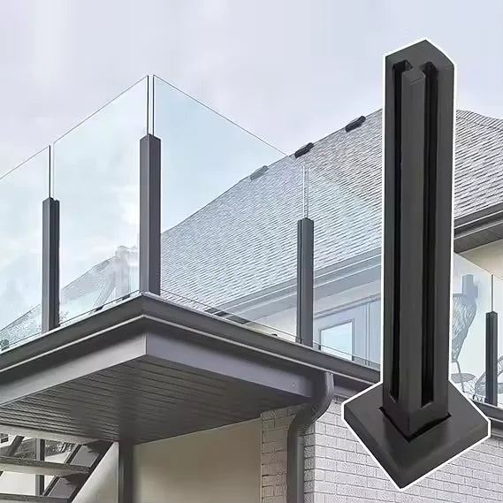 HLFactory Modern Outdoor Stainless Steel Framed Glass Balustrade with Rust Resistant Deck Mounted Railing