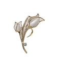 2021 New Style Women's Engagement Party Gift Brooch White Flower Design on Cat Stone Brass Metal for Weddings