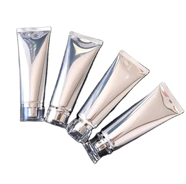Custom Logo 80ml Silver Lotion Squeeze Bottle Cosmetics Packaging Hand Cream Body Face Cleanser 80g Aluminum Cosmetic Tube Soft