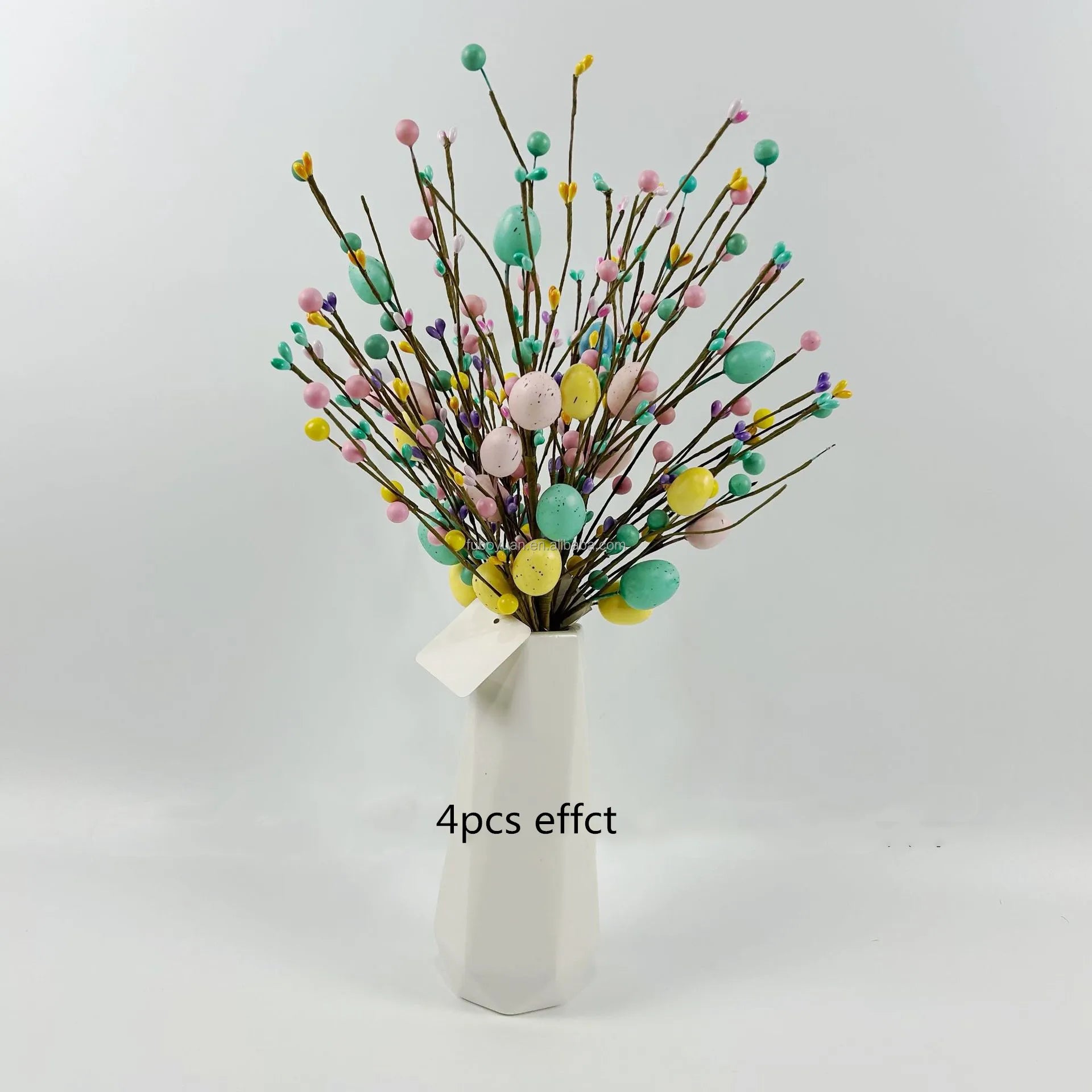 S062 Easter Egg Stems Artificial Easter Spray Picks Decor Spring Floral Picks Stem Colorful Berry Spray Easter Egg Twig Branches