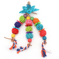 Luxury Eco-Friendly Sustainable Wood Bird Toy Parrot Supplies Multi-functional Floral Pattern Swing Ball Weaving Chew Toy Indoor