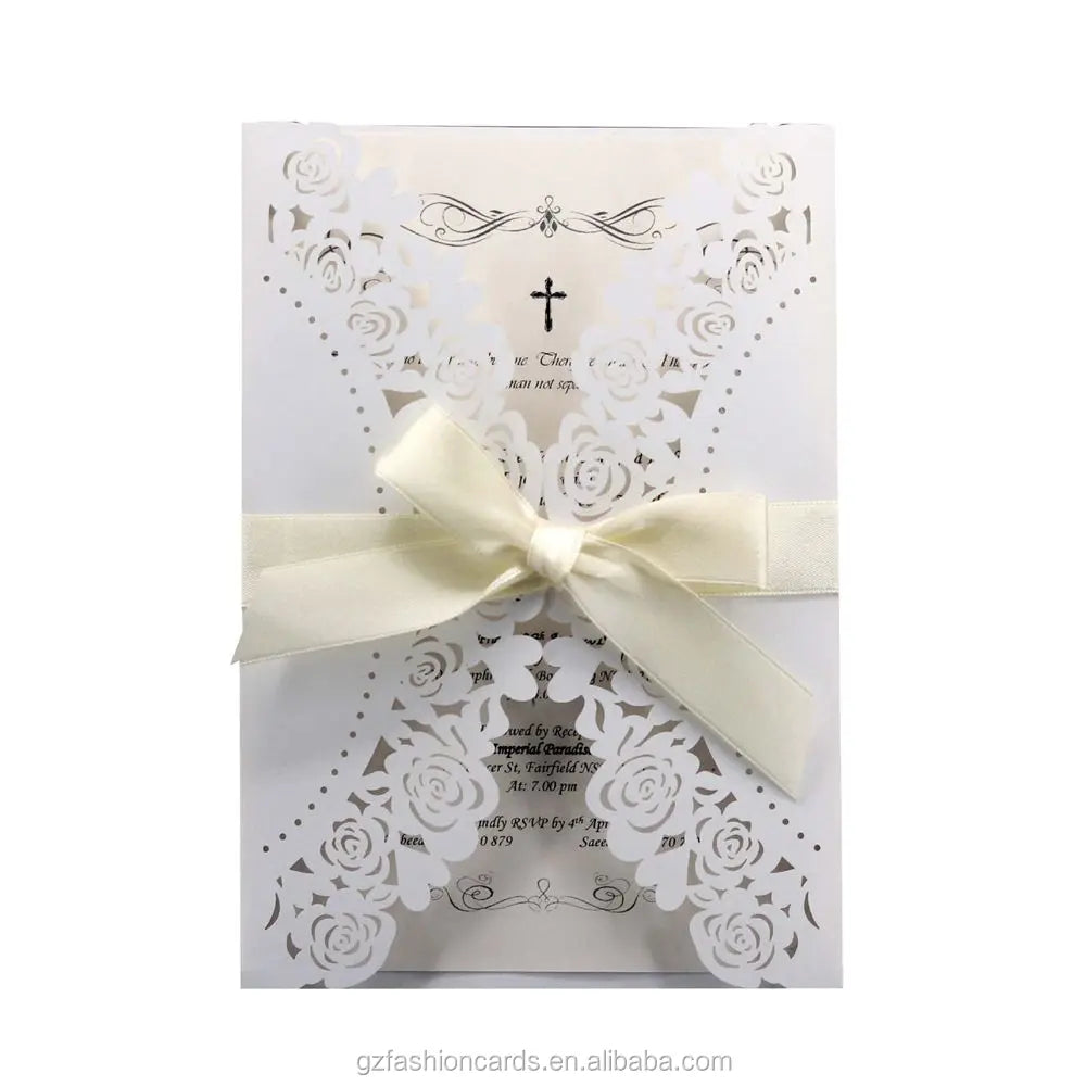 Hollow Rose Pattern Laser Invitation Card Wedding Invitations and Laser Cut Greeting Invited Cards