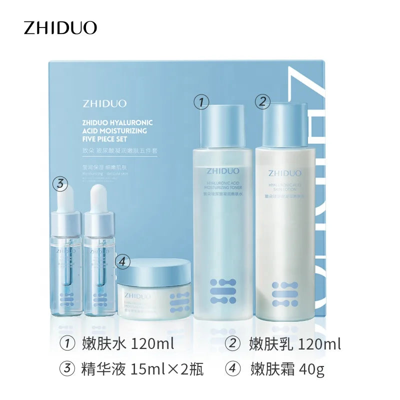 ZHIDUO Wholesale Private Label Skin Care Skin Whitening Sencui Hyaluronic Acid Five Piece Set