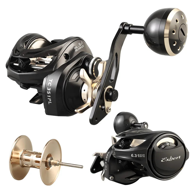 9+1BB 6.3:1 230g Drag Weight 16kg Saltwater Slow Boat Casting Reel 6.3:1 Gear Ratio Baitcasting Fishing Reels