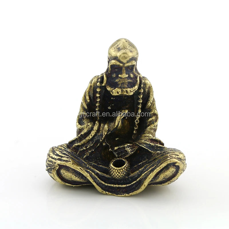 Wholesale  CA452  Retro Bronze Buddha Statue Zen Bodhisattva Ancestor Tea Ceremony Incense Stick Figure Ornaments
