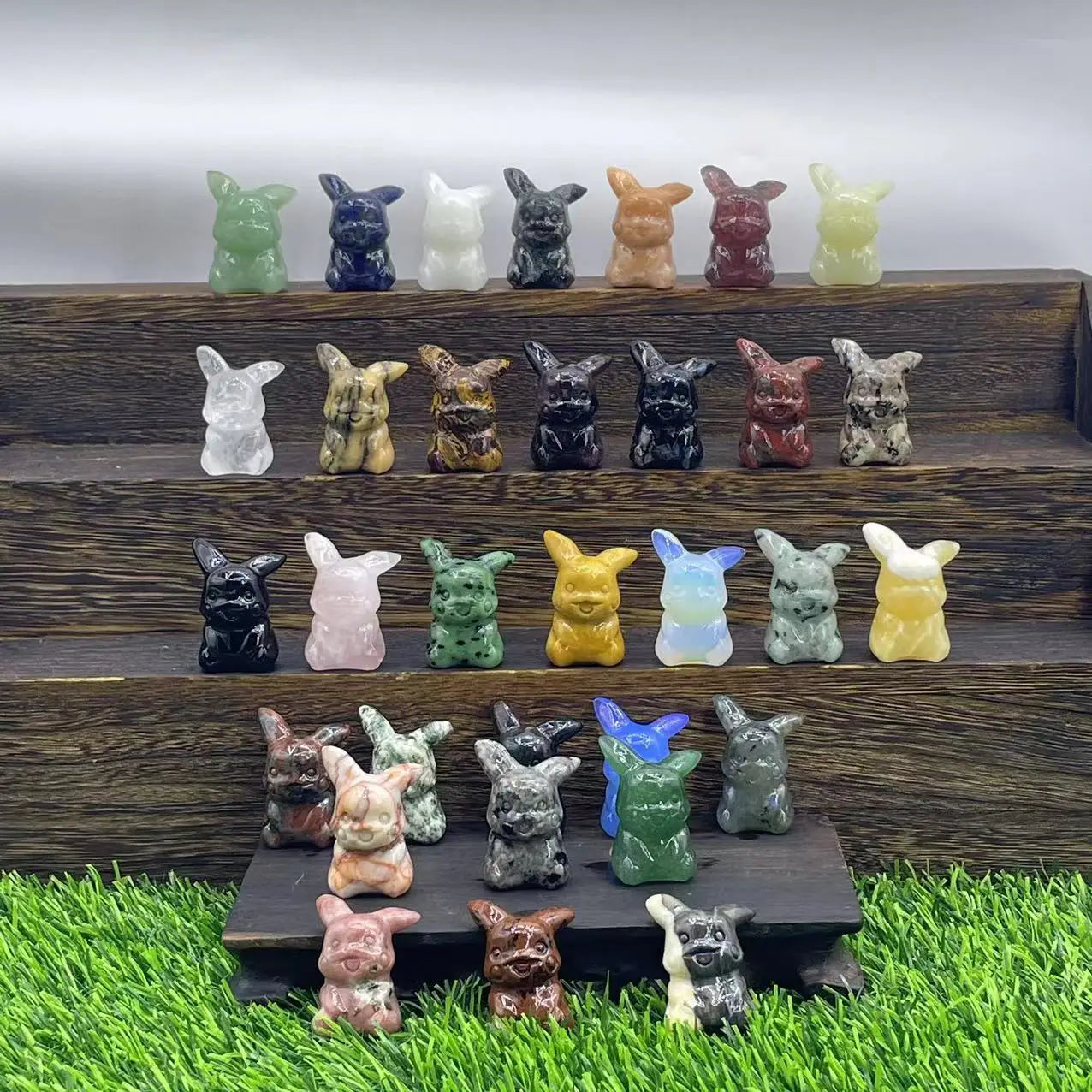 Natural Gemstone Pikachu Crystal Hand Carving Healing Stone Cartoon Yellow Honey Calcite Animal Pokeman Pikachu