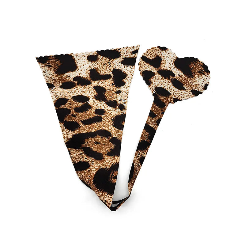Hot Popular Women's Strapless Self-Adhesive Reusable Sexy Leopard Print C String Underwear Classic Invisible Everyday Style