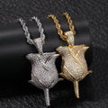 Hip Hop New Trendy Rose Pendant Trendy Micro Inlaid Zircon Necklace Accessory