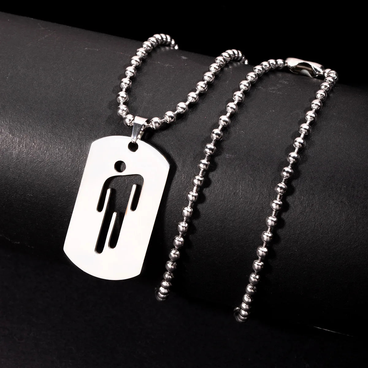 Hot Selling Minimalist Stainless Steel Pendant Necklace Hip Hop Street Style Little Man Dog T-a-g Chain for Men Women