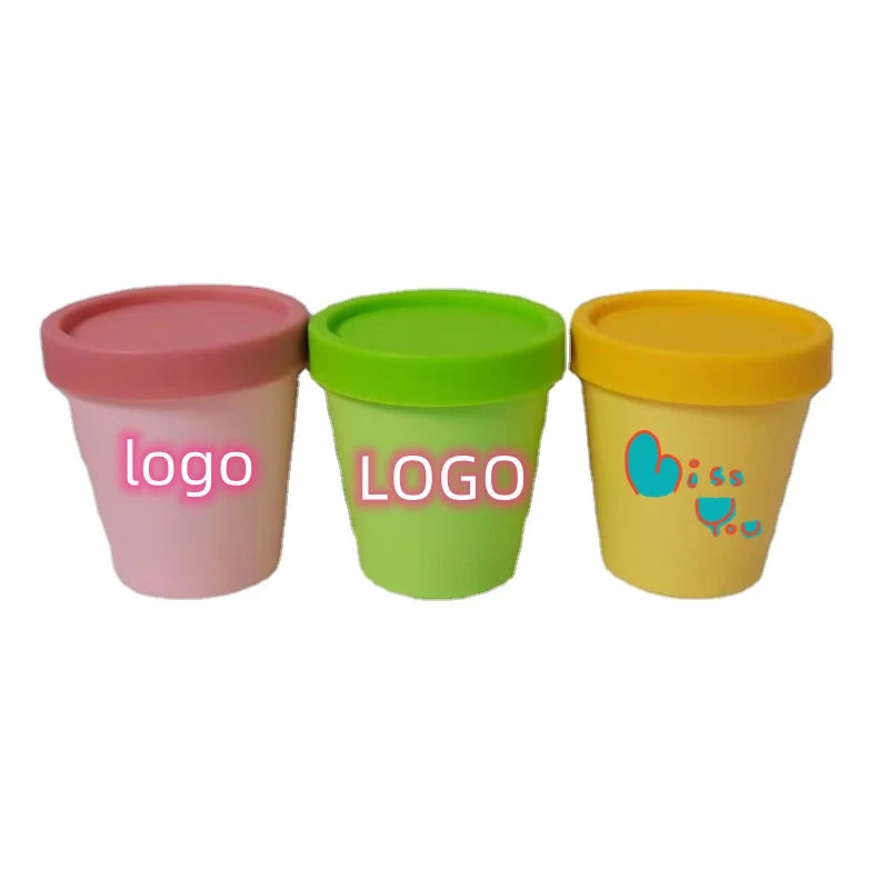 Customized logo 50g 100g 200g pp pink Green Yellow Plastic Jar Color Cream Makeup Gel Mask Mud Jar Ice Cream Jar