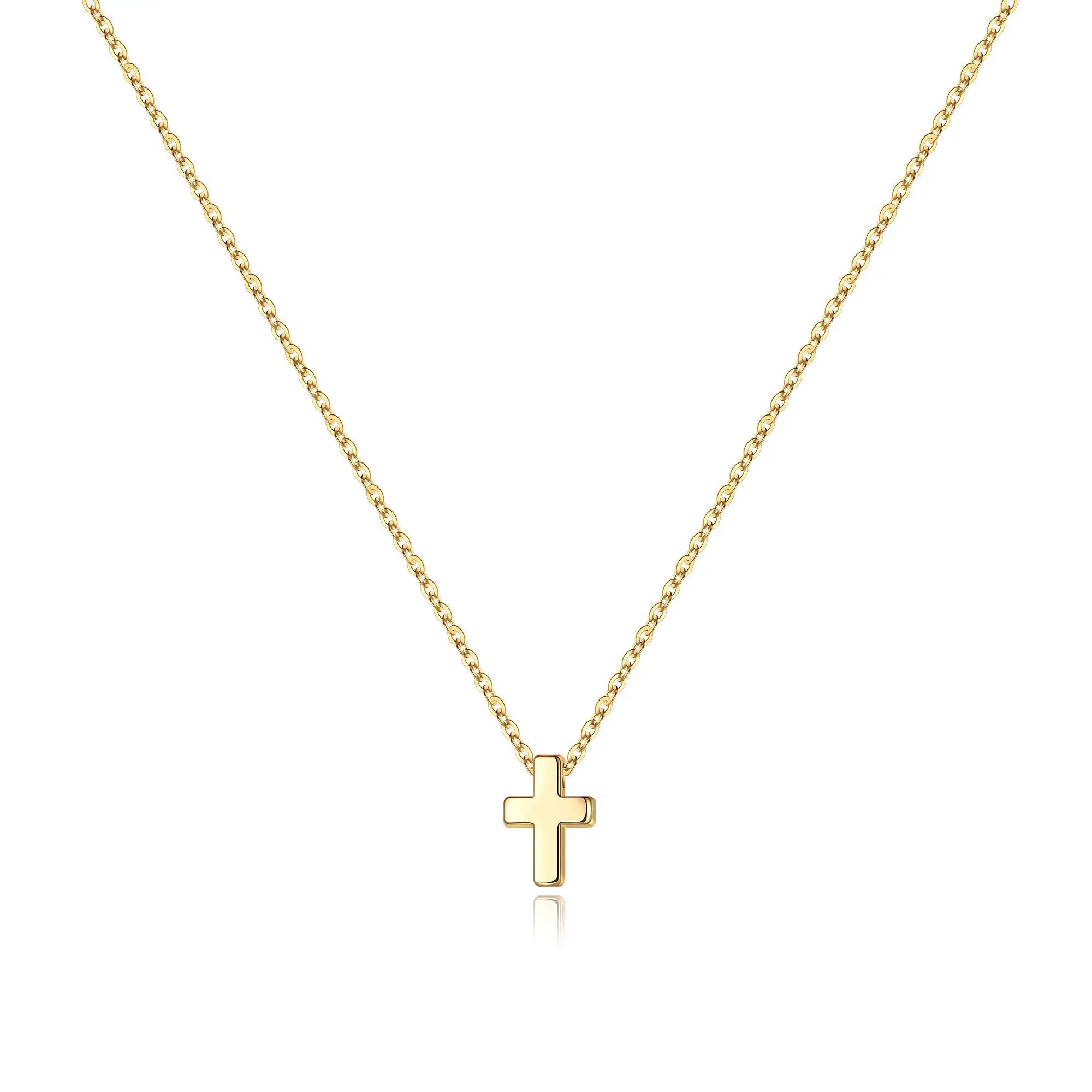 Dainty Gold Plated Tiny Cross Pendant Necklace Sideways Cross Choker Layered Cross Necklace for Women Girls