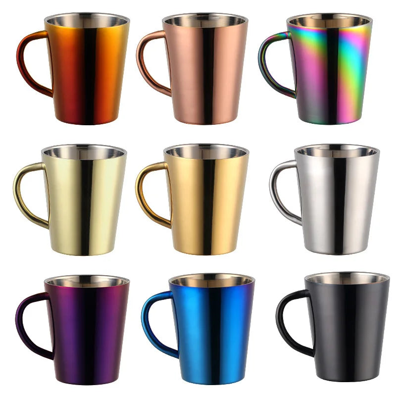 Stainless Steel New Color 304 Insulated Cup Mug 300ml Double-Layer Water Cup with Handle