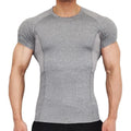 Mens Spring Quick Dry Spliced Slim Fit Short Sleeves Running Gym Workout Compression T-Shirt