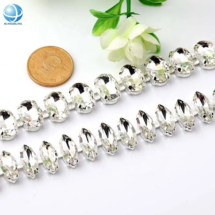 Best Quality Crystal Horse Eyes Glass Chain for Clothes Decorator Necklace Making Diamond Chain
