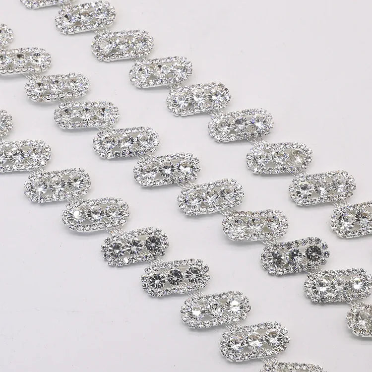 JFRC036 Newest Flower Rhinestone Chainrhinestone Chain Crystalsrhinestone Chain Roll by the Yard