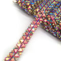 Red AB Rhinestone Bling Strass Thread Setting Thin Crystal Sew on Rhinestone Chain Trims for Diy Carnival Garment