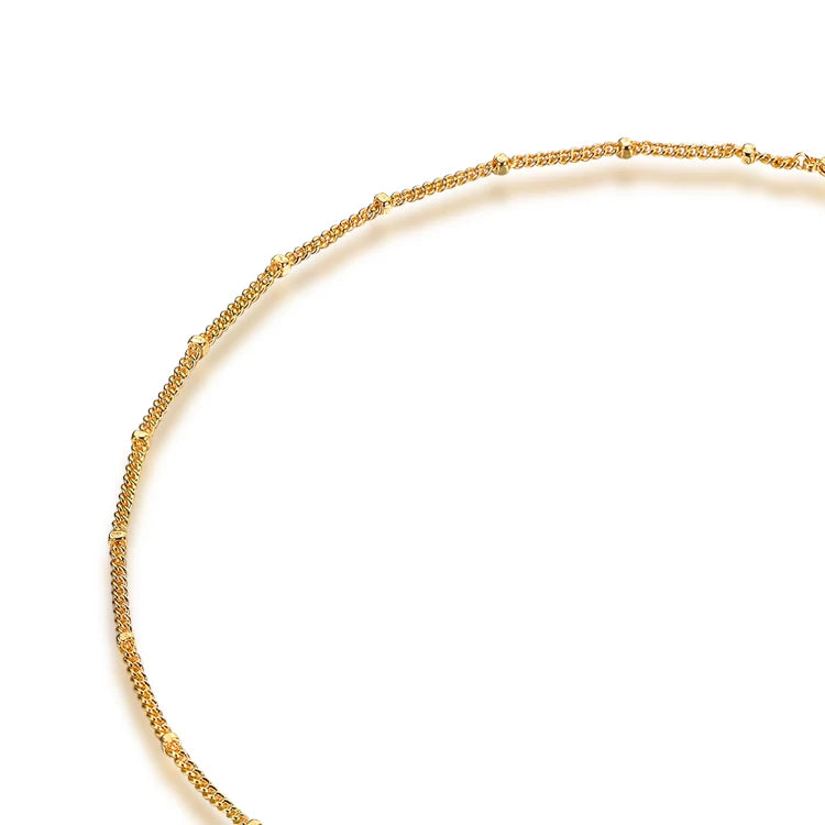 Kirin Fine Jewelry Pure Silver Beaded Necklace with Gold Plating 925 Silver Trendy Link Chain Style