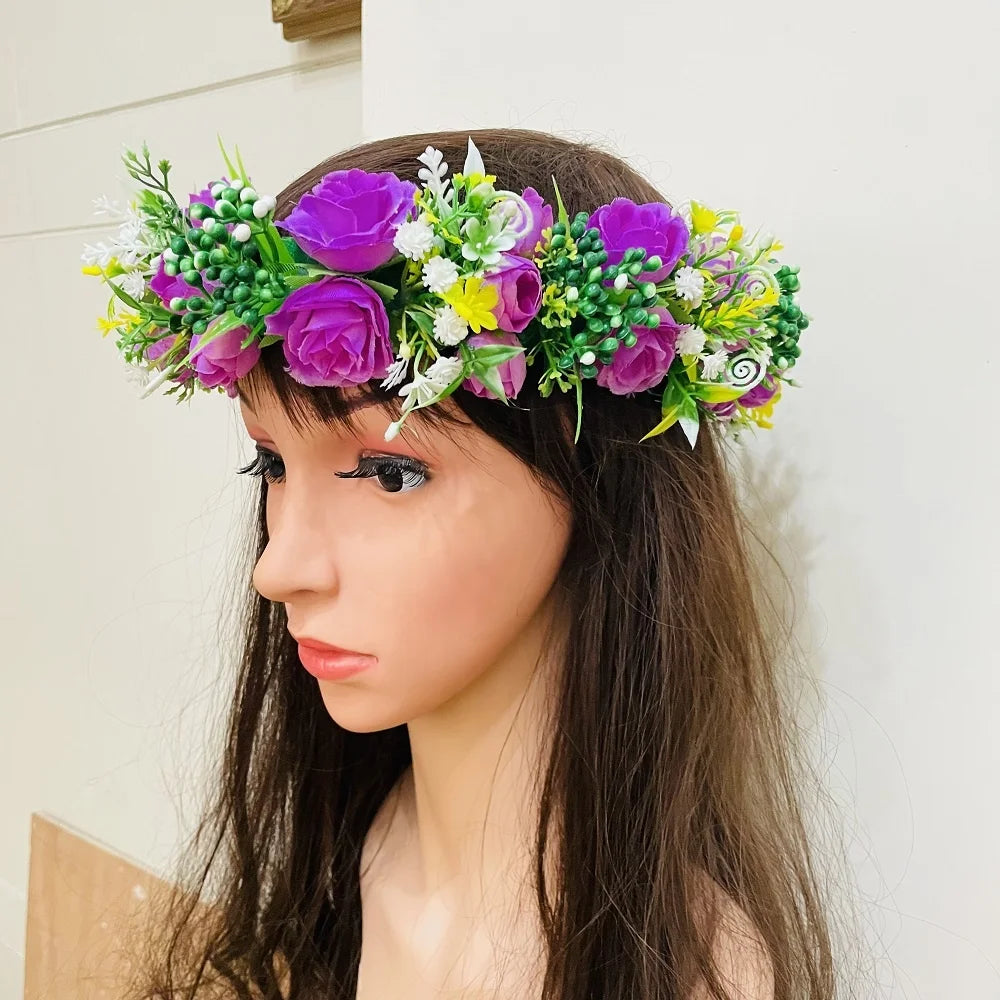 New Rose Headband for Floral Artificial Wedding Party Graduation Accessories Island Dancing