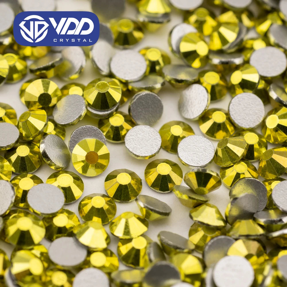 VDD 175 Metallic Citrine SS4-SS30 Glass Rhinestones Crystal Flatback Glitter Strass Stones For DIY Crafts Nail Art Decorations