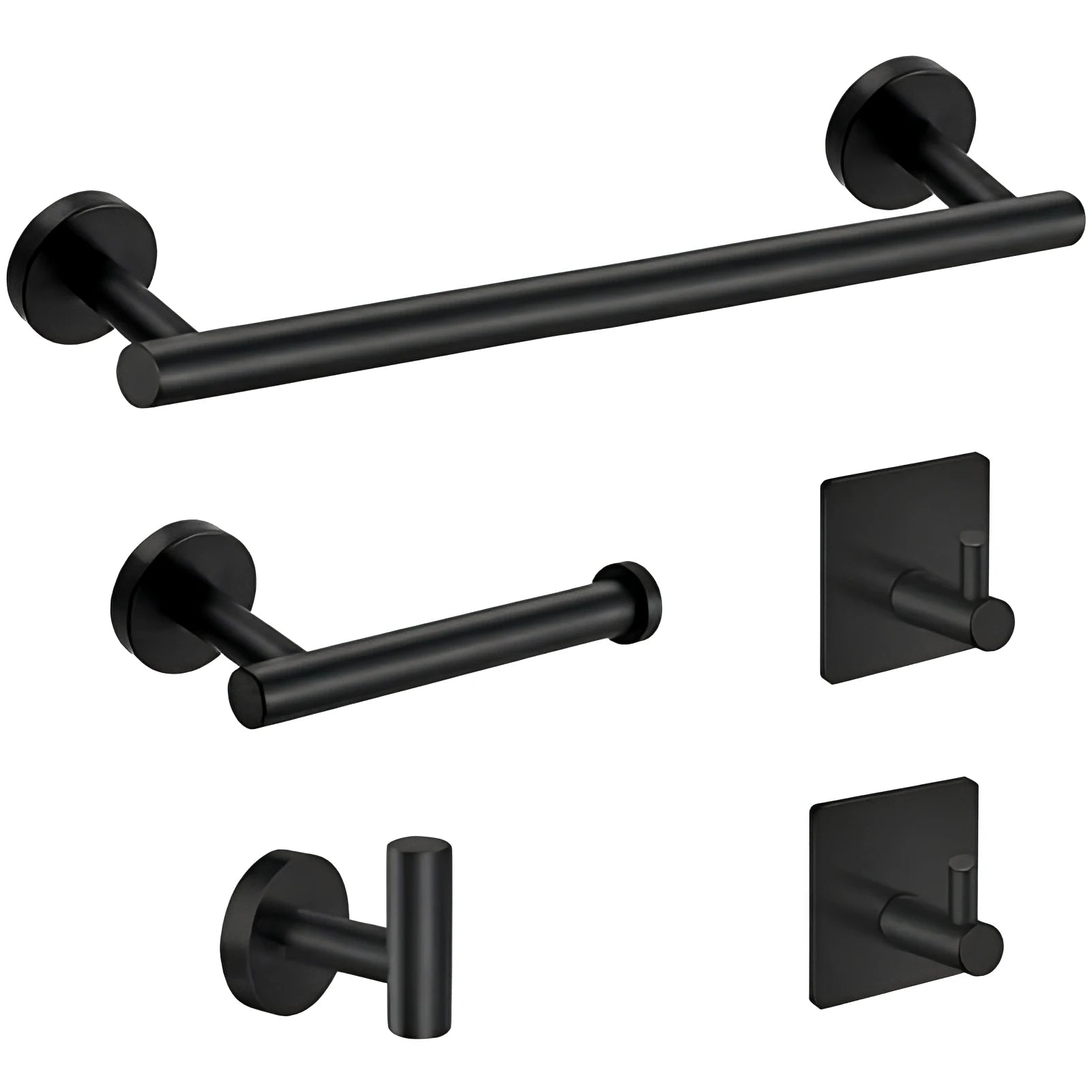 Modern Eco-Friendly Towel Bar Set 304 Stainless Steel Bathroom Tissue Holder Hook Black Hardware Pendant