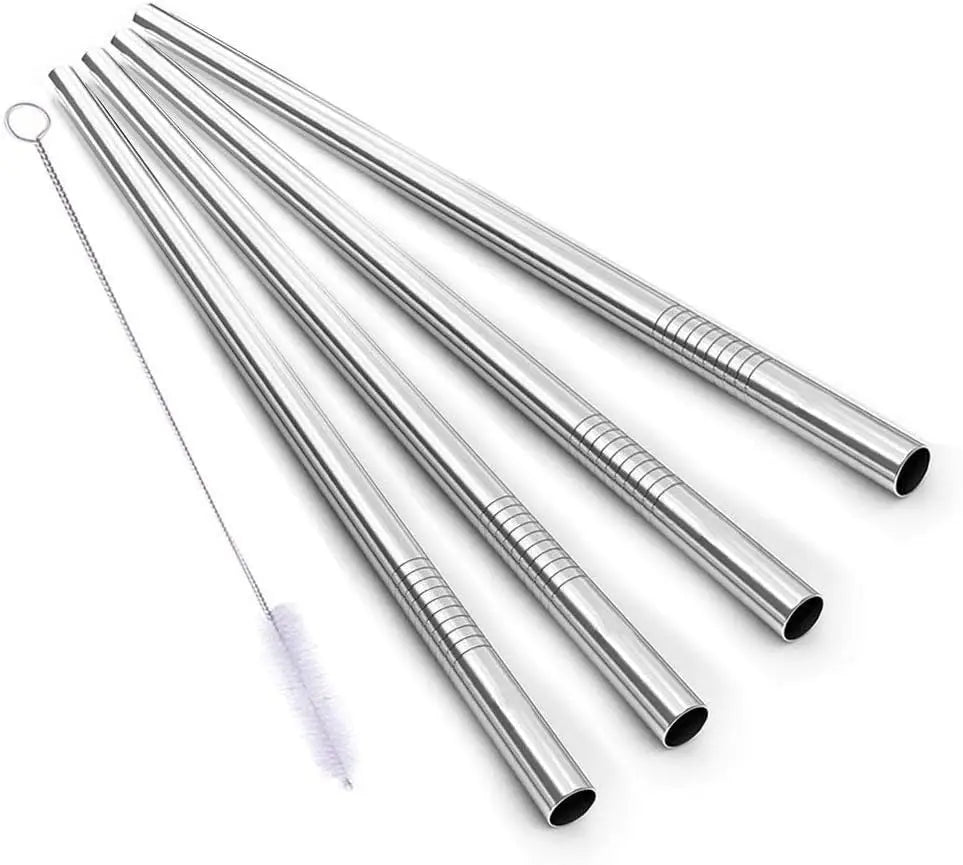 LOW MOQ 8.5 Inches Long 0.3 Inches Diameter Stainless Steel Straight Milkshake Straws Smoothie Straw for Juice