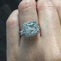 CAOSHI Princess Square Diamond Rings for Women Brass with Silver Plated Jewelry Cubic Zirconia Engagement Wedding Ring