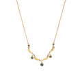 New Design Premium Brass Small Moon Shape Cute Necklace with Blue Crystals Real Gold Plated Link Chain Unisex Jewellery