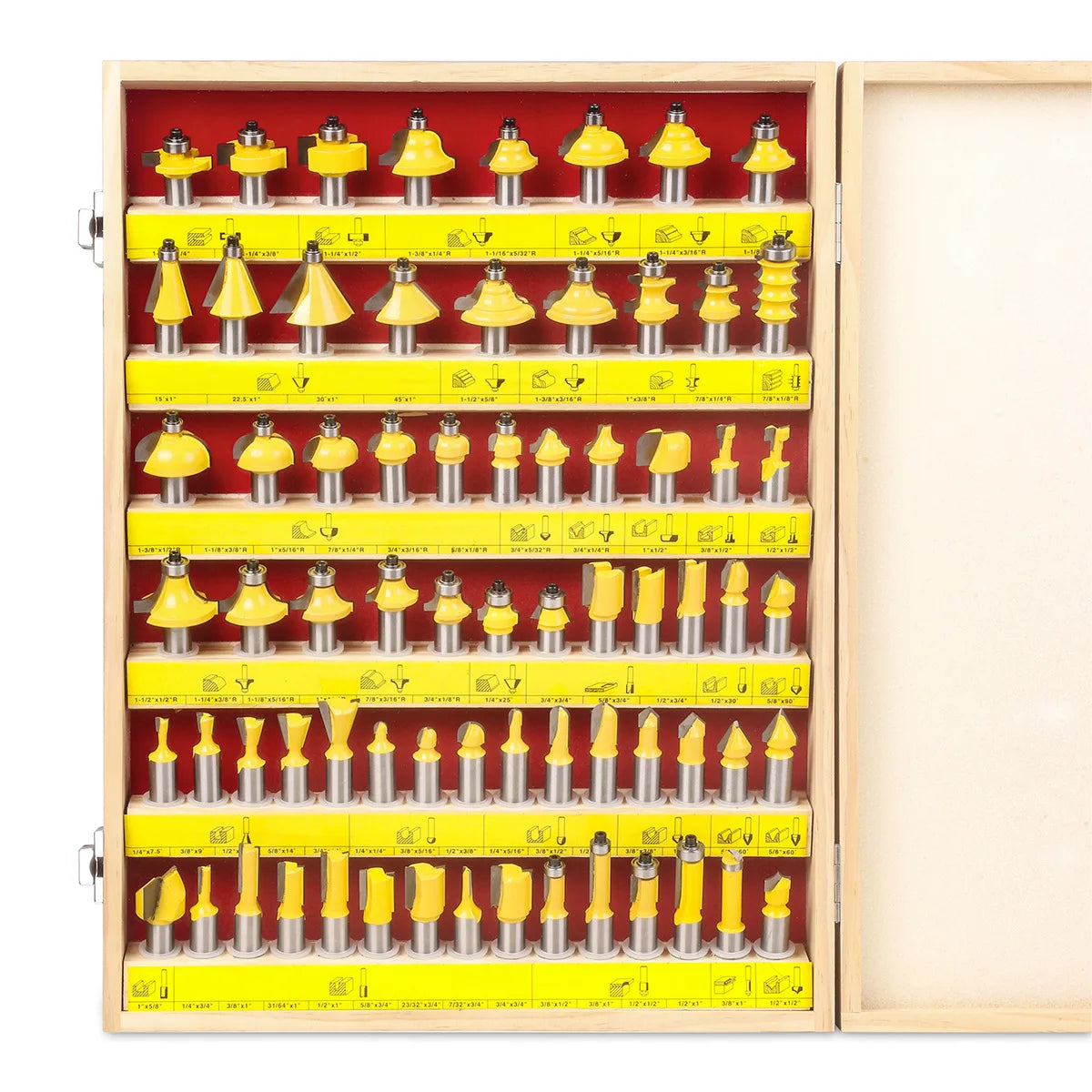 70-Piece Set 1/2 Handle Suit Carpentry Milling Cutter Woodworking Engraving Machine/Electric Router/Trimming