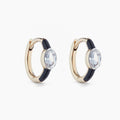 Wholesale 925 Sterling Silver Trendy Elegant Bezel Oval CZ Enamel Huggie Hoop Earring