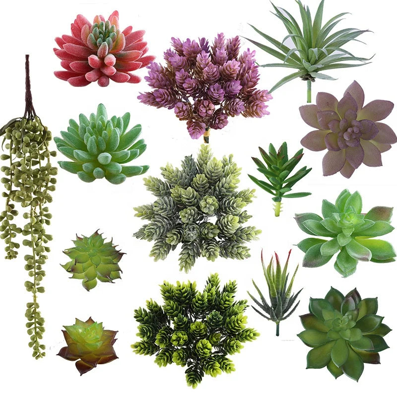 Hot Sale DIY Mini Artificial Succulents Potted Succulent Plants Bonsai in Different Type Different Size Succulents