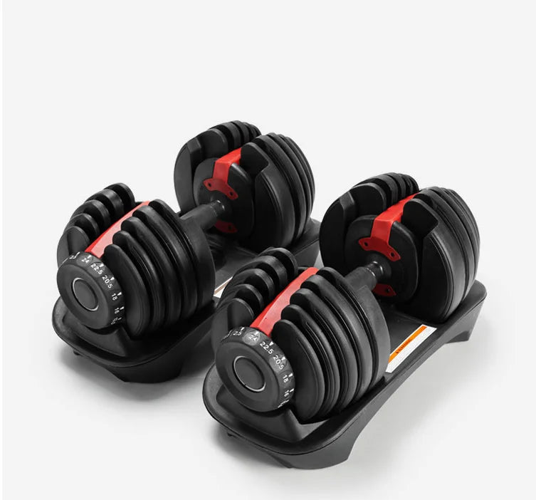Small MOQ High Quality Unisex Black Steel Rubber Coated Adjustable Dumbbell 24kg/40kg Commercial Use