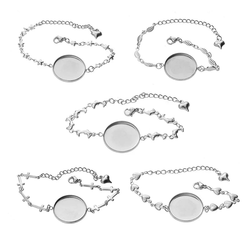 DIY Handmade Bracelet Accessories Wholesale Stainless Steel 20mm Sublimation Bracelet Blank Bezel Set Bracelet
