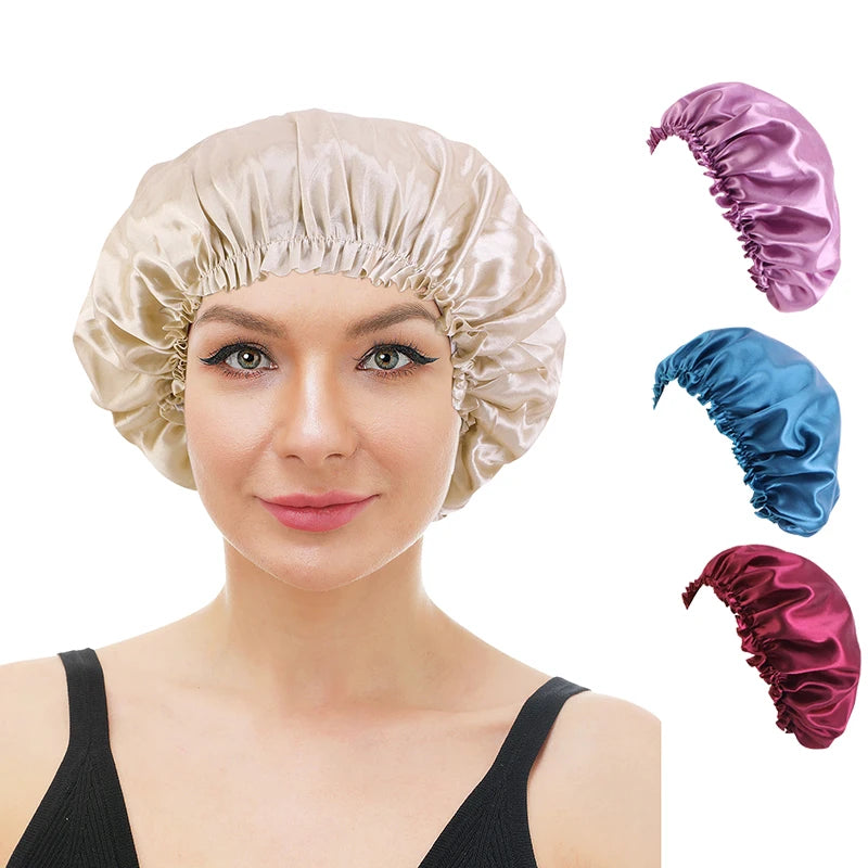 Wholesale Hair Bonnets Sleeping Cap Women Silky Satin Plain Designer Bonnet