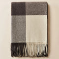 Women Winter Eco-Friendly Organic Long Tassels Shawl Black White Soft Warm 13%Yak Hair 87%Lamb Wool Throw Blanket