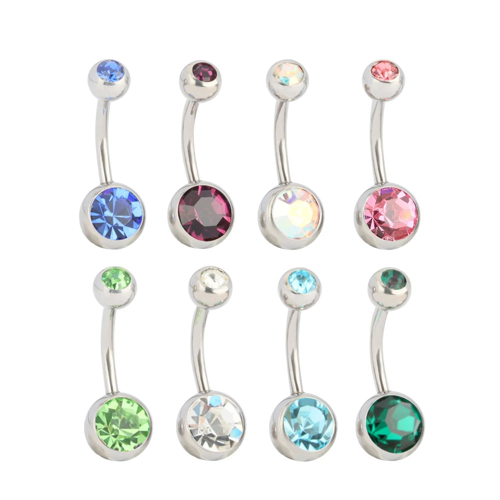 GZN Wholesale ASTM F136 G23 Titanium Studs Belly Button Ring Eyebrow Studs Curved Brabell Piercing Women Body Jewelry