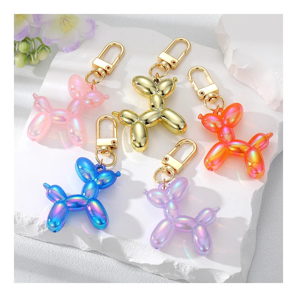 Colorful Pet Dog Charm Keychain Balloon Design Pendants for Women with Handbag Jewelry Made of Plastic and Resin