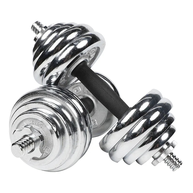 20kg Dumbbell Set with Cast Iron Weight Discs with Serrated Handle Star Clasps and Connection Tube Barbell  Workout Gym Training