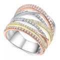 CAOSHI Jewelry Multi Layer Irregular Interlaced Three Color Electroplated Rings 2021Ingenious Rings Stackable Women Girls