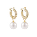 Pendientes Con Perlas Fashion Personality Designer French Retro Copper Earrings Gold White Pearl Stud Earrings for Women