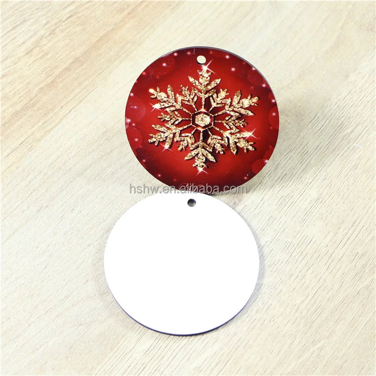 MDFSUB Eco-Friendly Double Side Round Hanging Christmas Ornament Sublimation Mdf Ornament Xmas Decorations in Stock